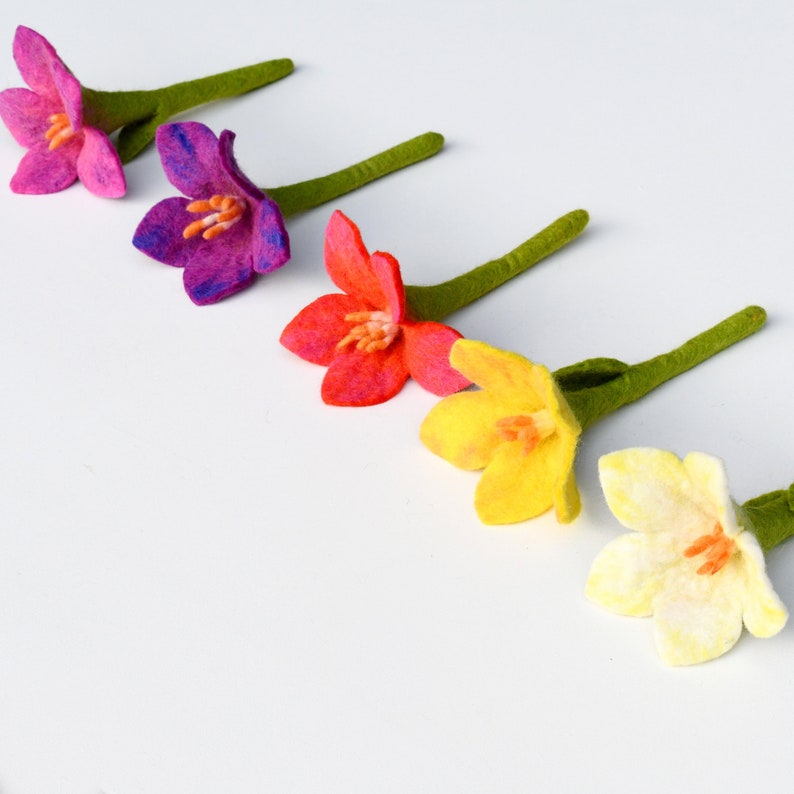 Filzblumen Bunt 5er-Set Sensorisches Spielzeug Blumenarrangement Waldorf
