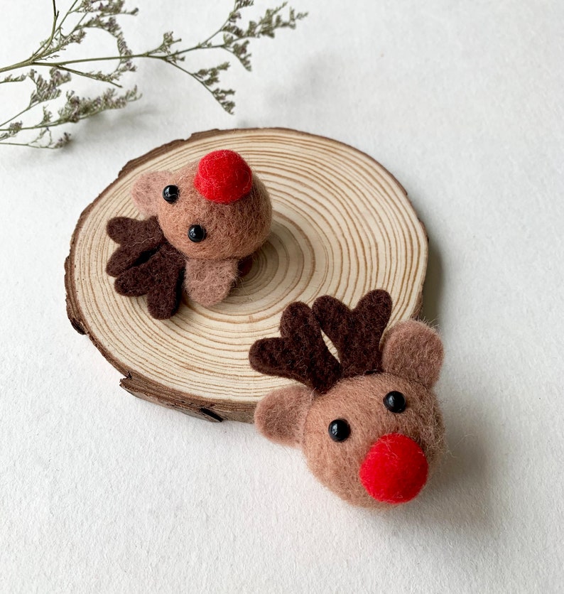 Gefilzte Rentiere, Filz-Rentierkopf 3 cm, Nadelgefilzte Weihnachtsdekoration