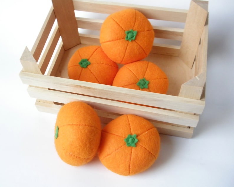 Filz Mandarinen handgenäht, Kaufladen Zubehör, Spielküche, Obst