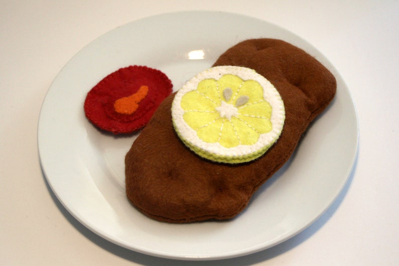Filz Schnitzel mit Pommes, 15 cm, Spielset für Kaufladen und Spielküche