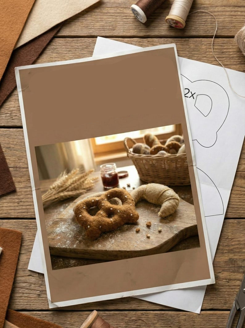 Küchenspielzeug – Filzbrezeln und Croissants: Nähvorlagen – Brezeln und Croissants aus Filz nähen