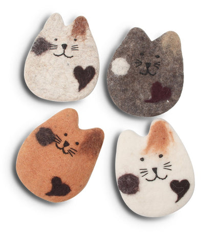 Saugfähige Wollfilz-Untersetzer-Set für Getränke, 4 Stück, 10,5 cm, Katzen-Design, Möbelschutz