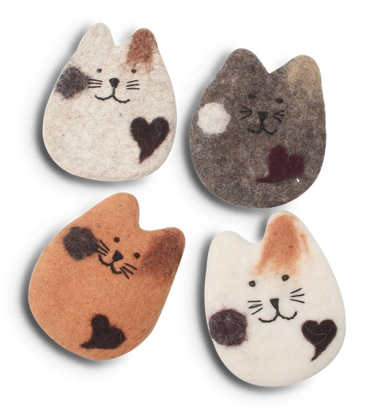 Saugfähige Wollfilz-Untersetzer-Set für Getränke, 4 Stück, 10,5 cm, Katzen-Design, Möbelschutz