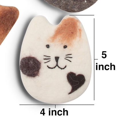 Saugfähige Wollfilz-Untersetzer-Set für Getränke, 4 Stück, 10,5 cm, Katzen-Design, Möbelschutz