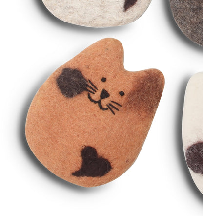 Saugfähige Wollfilz-Untersetzer-Set für Getränke, 4 Stück, 10,5 cm, Katzen-Design, Möbelschutz