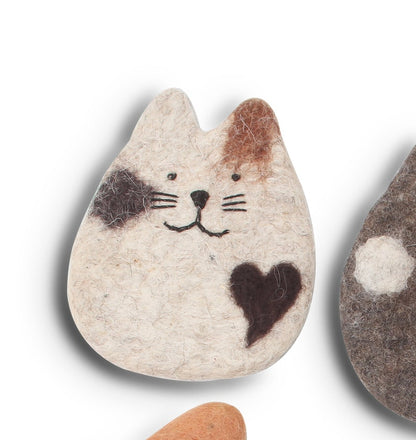 Saugfähige Wollfilz-Untersetzer-Set für Getränke, 4 Stück, 10,5 cm, Katzen-Design, Möbelschutz