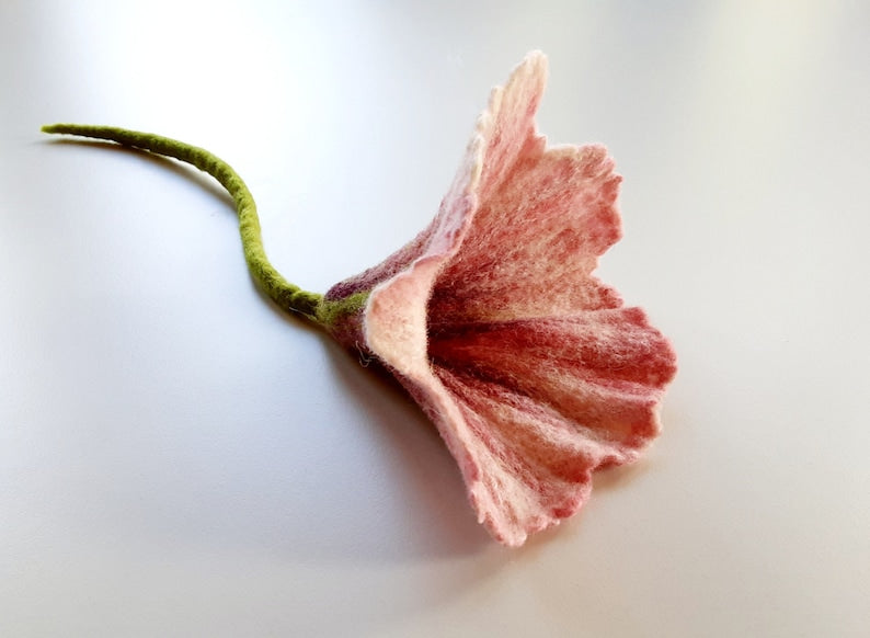 Dekorative Filzblumen, Filzblüten, 12-13 cm, Vintage-Rosa/Mahagoni/Burgunderrot oder Weiß/Grün