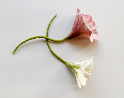 Dekorative Filzblumen, Filzblüten, 12-13 cm, Vintage-Rosa/Mahagoni/Burgunderrot oder Weiß/Grün