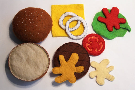 Filz-Hamburger-Spielset, Zubehör für Küchenspiele, Fast-Food-Spielset