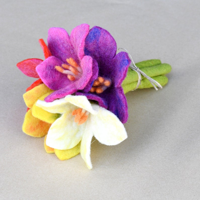Filzblumen Bunt 5er-Set Sensorisches Spielzeug Blumenarrangement Waldorf