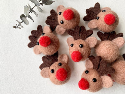 Gefilzte Rentiere, Filz-Rentierkopf 3 cm, Nadelgefilzte Weihnachtsdekoration