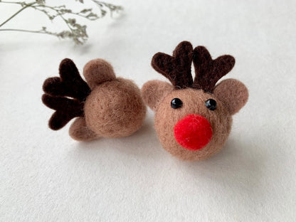 Gefilzte Rentiere, Filz-Rentierkopf 3 cm, Nadelgefilzte Weihnachtsdekoration