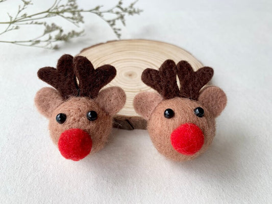 Gefilzte Rentiere, Filz-Rentierkopf 3 cm, Nadelgefilzte Weihnachtsdekoration