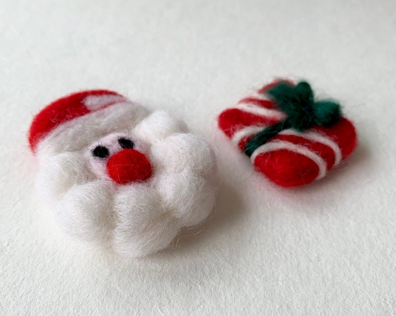 Wollfilz Weihnachtsmann Ornament, Handgemachte Weihnachtsdekoration Nikolaus Zuckerstange Geschenkbox