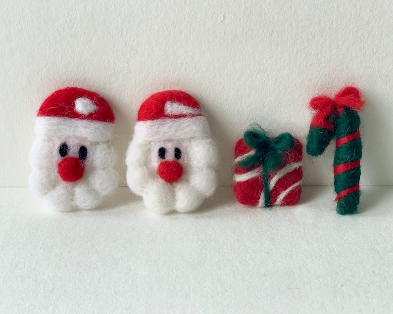 Wollfilz Weihnachtsmann Ornament, Handgemachte Weihnachtsdekoration Nikolaus Zuckerstange Geschenkbox