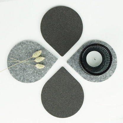 Glasuntersetzer, tropfenförmiges Design, 4-teiliges Set – Filzmaterial, 110 x 110 mm