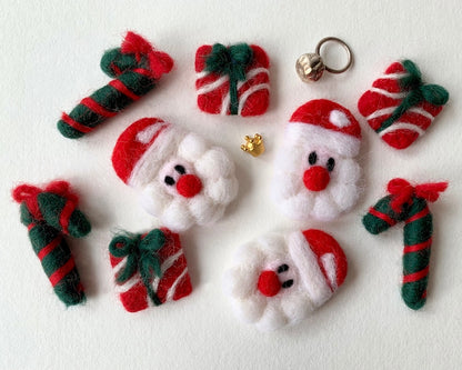 Wollfilz Weihnachtsmann Ornament, Handgemachte Weihnachtsdekoration Nikolaus Zuckerstange Geschenkbox