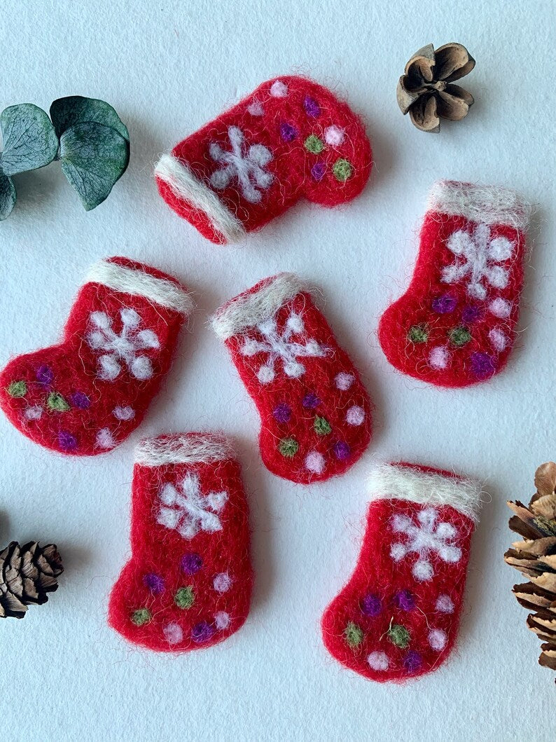 Wollfilz Socken Handschuhe Nadelfilz Weihnachtsdekoration Basteln