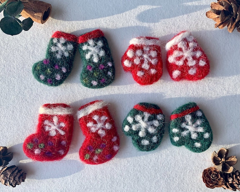 Wollfilz Socken Handschuhe Nadelfilz Weihnachtsdekoration Basteln