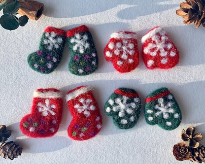 Wollfilz Socken Handschuhe Nadelfilz Weihnachtsdekoration Basteln