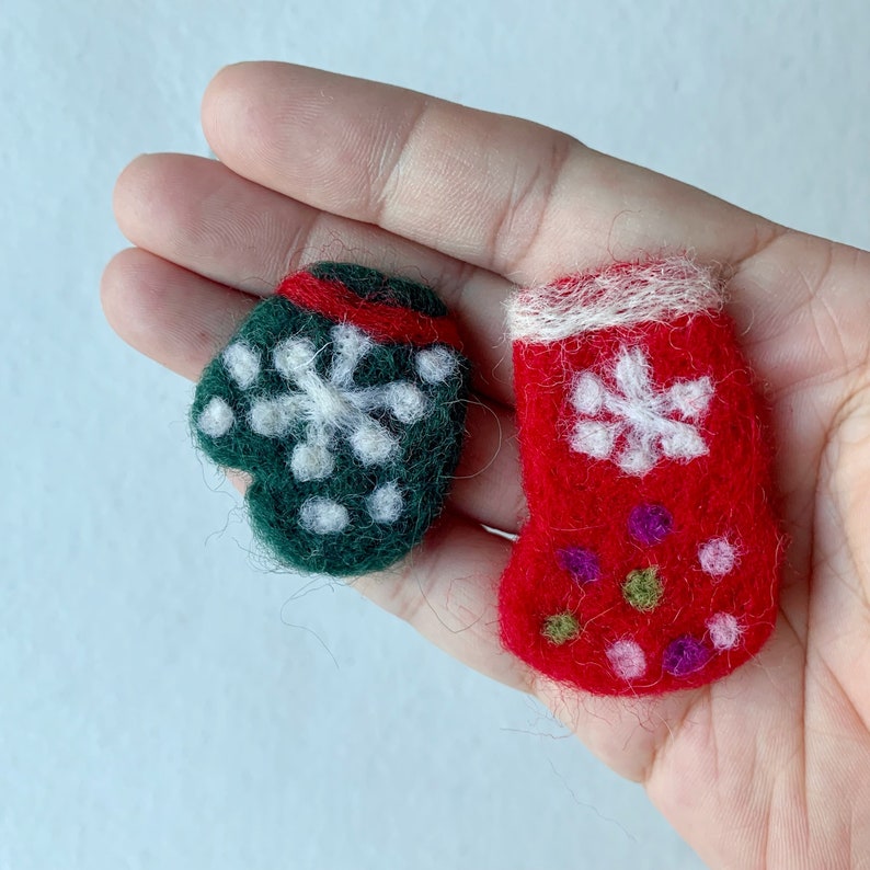 Wollfilz Socken Handschuhe Nadelfilz Weihnachtsdekoration Basteln