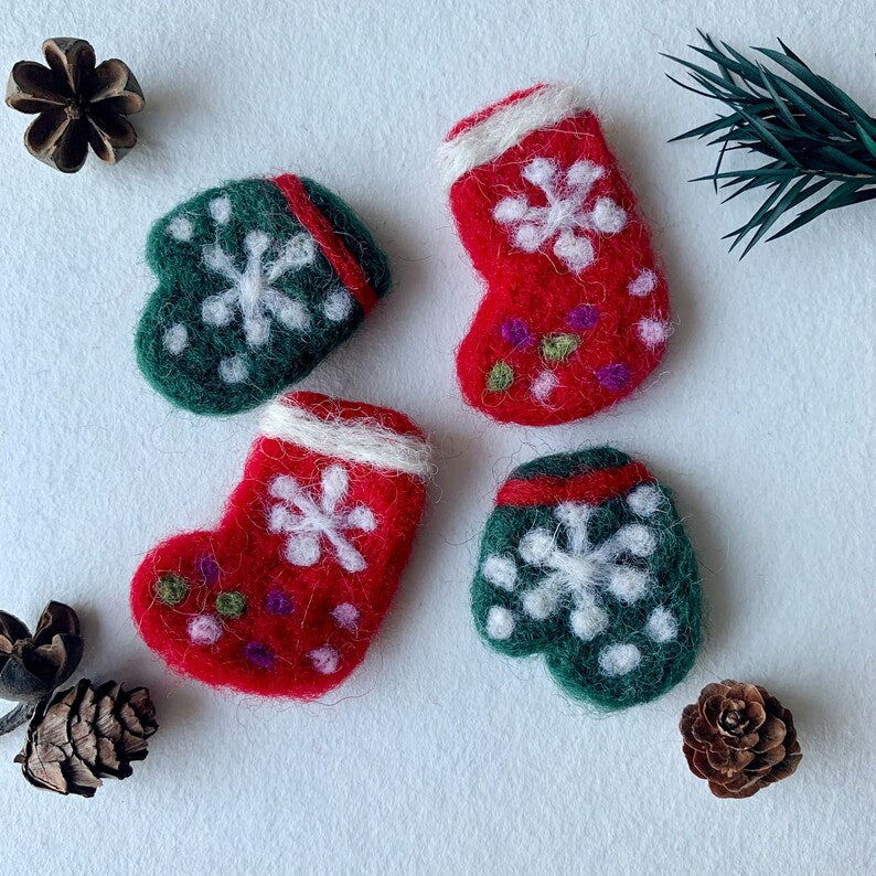 Wollfilz Socken Handschuhe Nadelfilz Weihnachtsdekoration Basteln