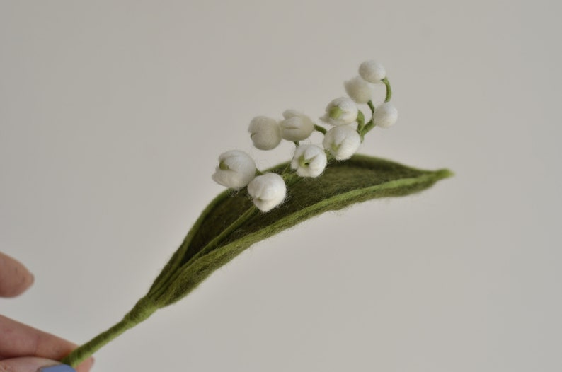 Filz Maiglöckchen Strauß Wildblumen Stengel 3 Stiele Frühlingsdeko Weiß