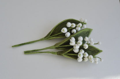 Filz Maiglöckchen Strauß Wildblumen Stengel 3 Stiele Frühlingsdeko Weiß