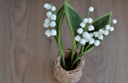 Filz Maiglöckchen Strauß Wildblumen Stengel 3 Stiele Frühlingsdeko Weiß