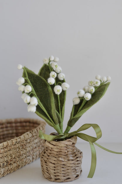 Filz Maiglöckchen Strauß Wildblumen Stengel 3 Stiele Frühlingsdeko Weiß