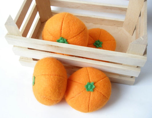 Filz Mandarinen handgenäht, Kaufladen Zubehör, Spielküche, Obst