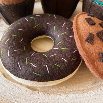 Filz-Backset – Schokoladenmuffins, Donuts, Kekse