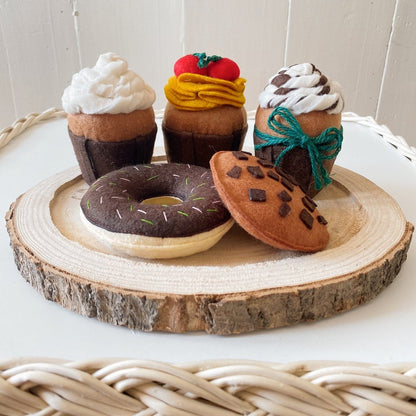 Filz-Backset – Schokoladenmuffins, Donuts, Kekse