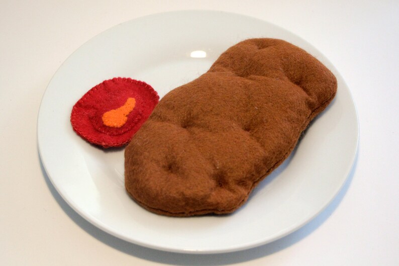 Filz Schnitzel mit Pommes, 15 cm, Spielset für Kaufladen und Spielküche