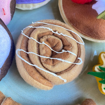 Filz Bäckerei Set mit Donut, Croissant & Zimtschnecke