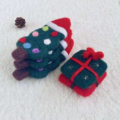 Gefilzte Weihnachtsverzierungen, Handgemachter Baum, Geschenkbox, Zuckerstange