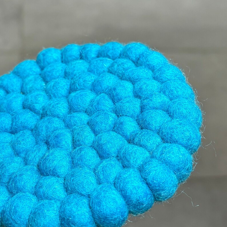 Sheep Wool Felt Ball Coasters, 10x10 cm, Set of 1 or 4