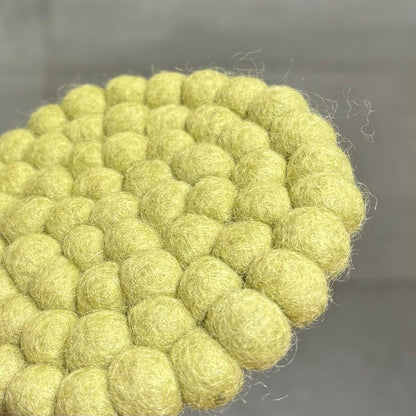 Sheep Wool Felt Ball Coasters, 10x10 cm, Set of 1 or 4