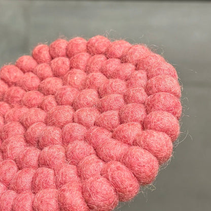 Sheep Wool Felt Ball Coasters, 10x10 cm, Set of 1 or 4