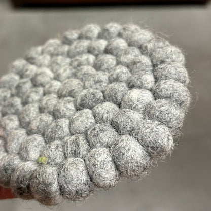 Sheep Wool Felt Ball Coasters, 10x10 cm, Set of 1 or 4