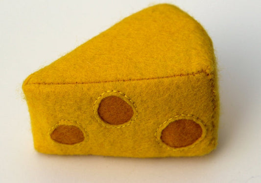 Filzkäse, Emmentaler Käse, Spielzeuglebensmittel, handgenäht, 9 cm