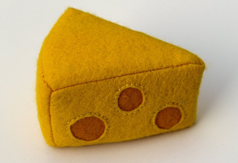 Filzkäse, Emmentaler Käse, Spielzeuglebensmittel, handgenäht, 9 cm