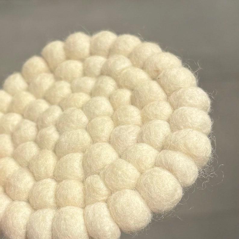 Sheep Wool Felt Ball Coasters, 10x10 cm, Set of 1 or 4