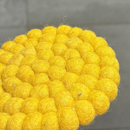 Sheep Wool Felt Ball Coasters, 10x10 cm, Set of 1 or 4
