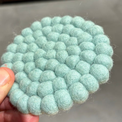 Sheep Wool Felt Ball Coasters, 10x10 cm, Set of 1 or 4