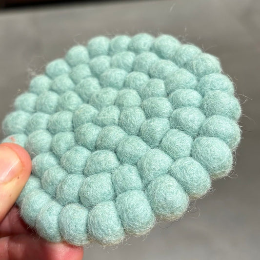 Sheep Wool Felt Ball Coasters, 10x10 cm, Set of 1 or 4