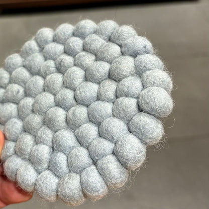 Sheep Wool Felt Ball Coasters, 10x10 cm, Set of 1 or 4