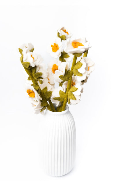 Filz Blumenzweig Osterdeko Frühlingsblüher Handgefilzter Zweig Dekoration Blumenstrauß 41cm