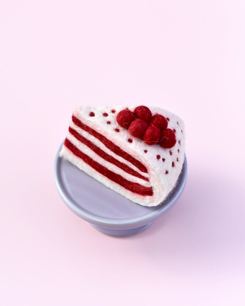 Filz-Schaufel für Red Velvet Cake | Filzkuchen | Filzdessert | Filzspielzeugessen