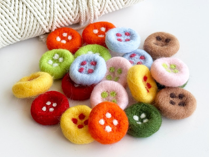 Bunte Wollfilz Knöpfe, 3 cm Durchmesser, DIY Bastelbedarf